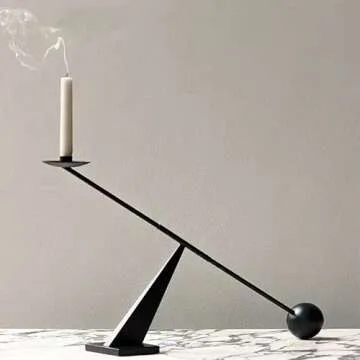 Black Taper Candlestick Holders, Metal Modern Geometric Line Candle Stands Decorative, Long Decorative Candle Holders for Table Centerpiece