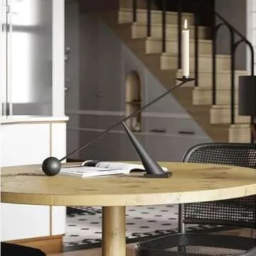 Black Taper Candlestick Holders, Metal Modern Geometric Line Candle Stands Decorative, Long Decorative Candle Holders for Table Centerpiece