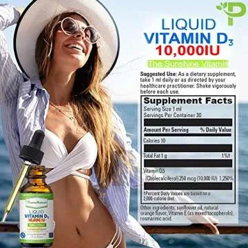 Power By Naturals Vitamin D3 Liquid Drops 10000 IU - Immune Support