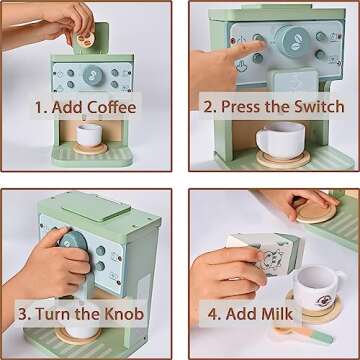 Wooden Coffee Maker Toy for Kids Educational Fun