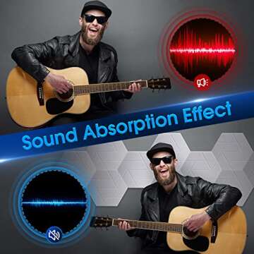 Hanaive 24 Pack Self-Adhesive Acoustic Panels 12" X 10" X 0.4" Hexagon Sound Proof Foam Panels High Density Beveled Edge Sound Proofing Padding for Studio Home Wall (White)