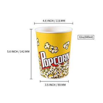 MyLifeUNIT Popcorn Boxes, 32 OZ Paper Popcorn Containers for Party and Movie Night (20 Pack)