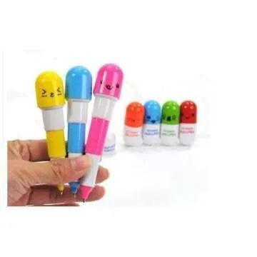 Cute Cartoon Vitamin Pill Ballpoint Pen Set for Kids