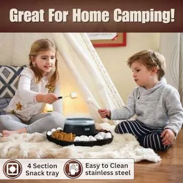 S'MORES GALORE™ Electric Smores Maker Tabletop Indoor - Perfect Family Smore Maker All Year Long - Indoor Marshmallow Roaster Smores Kit & Serving Tray - Electric S'mores Maker w/4 Skewers