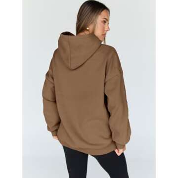 Trendy Queen Womens Oversized Hoodies Fleece Hooded Sweatshirts Casual Pullover Fall Winter Outfits Long Sleeve Tops 2025 Khaki M