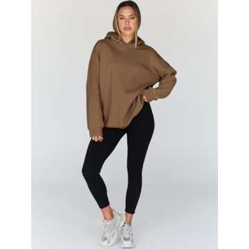 Trendy Queen Womens Oversized Hoodies Fleece Hooded Sweatshirts Casual Pullover Fall Winter Outfits Long Sleeve Tops 2025 Khaki M