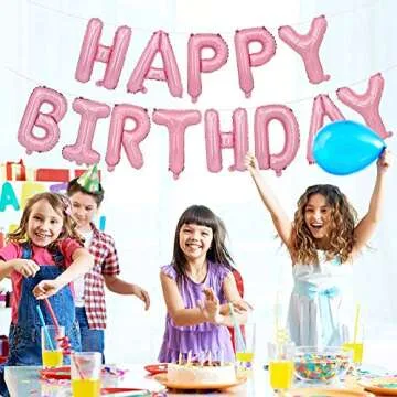 TONIFUL Light Pink Happy Birthday Balloons Banner, 16 Inch Mylar Foil Letters Birthday Sign Bunting Reusable for Girls Boys Kids & Adults Birthday Decorations and Party Supplies