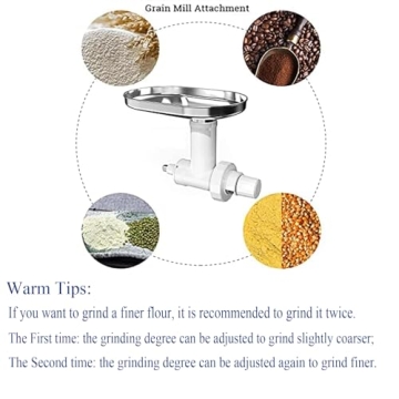 Grain Mill Attachment for KitchenAid Mixer with Adjustable Size