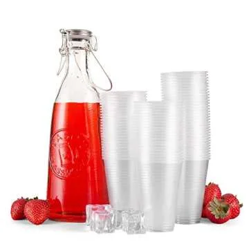 BluShine 300 Pack 7 Ounce Clear Plastic Disposable Cups - Durable, Stackable, and Safe for All Occas...