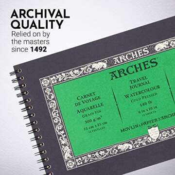 Arches Watercolor Travel Journal 6x10 Natural White