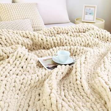 Admitrack Chunky Knit Blanket - Cozy Hand Knit Design