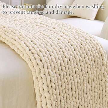 Admitrack Chunky Knit Blanket - Cozy Hand Knit Design