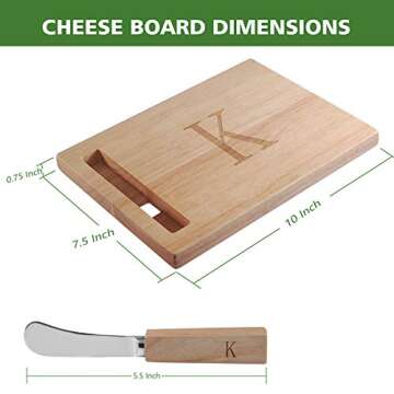 Miicol Wood Charcuterie Board, Monogram Cheese Board 10 Inch, Personalized Initial Cutting Board wit...