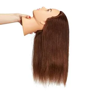 Hairingrid Mannequin Head 20"-22" 100% Human Hair Hairdresser Cosmetology Mannequin Manikin Training Head Hair and Free Clamp Holder (1906LB0414)