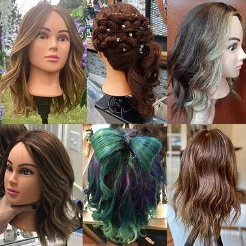 Hairingrid Mannequin Head 20"-22" 100% Human Hair Hairdresser Cosmetology Mannequin Manikin Training Head Hair and Free Clamp Holder (1906LB0414)