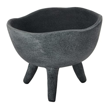 Creative Co-Op Boho Terracotta Footed Planter, Matte Black
