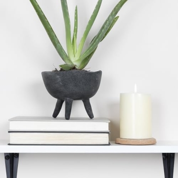 Creative Co-Op Boho Terracotta Footed Planter in Matte Black