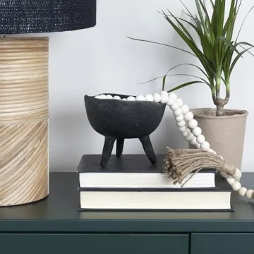 Creative Co-Op Boho Terracotta Footed Planter in Matte Black