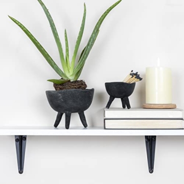 Creative Co-Op Boho Terracotta Footed Planter in Matte Black