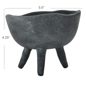 Creative Co-Op Boho Terracotta Footed Planter in Matte Black