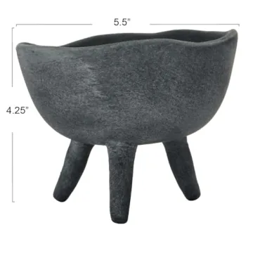 Creative Co-Op Boho Terracotta Footed Planter in Matte Black