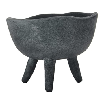 Creative Co-Op Boho Terracotta Footed Planter in Matte Black