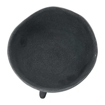 Creative Co-Op Boho Terracotta Footed Planter in Matte Black