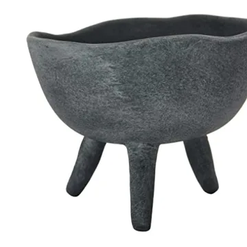 Creative Co-Op Boho Terracotta Footed Planter in Matte Black