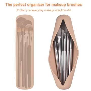 FERYES Travel Makeup Sponge Brush Holder, Soft Silicone Beauty Make Up Brush Blender Case Organizer for Travel
