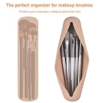 FERYES Travel Makeup Sponge Brush Holder, Soft Silicone Beauty Make Up Brush Blender Case Organizer for Travel