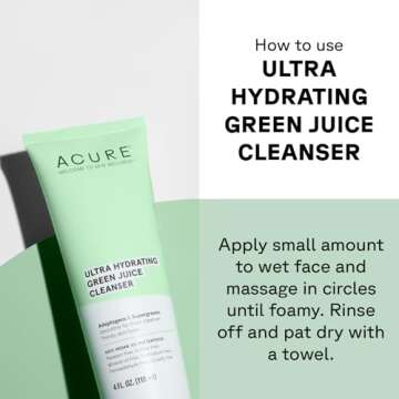 Acure Ultra Hydrating Green Juice Face Cleanser - Day & Night Facial Cleansing Foam, 4 fl oz