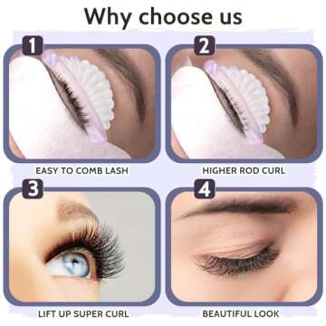 COMNICO 10 Pcs 5 Sizes Lash Lift Pads Self-Adhesive Super Soft Shell Pink Lash Perming Curler Shield Pads Reusable Professional Silicone Eyelash Curlers for All Eye Shapes Lash Lifting