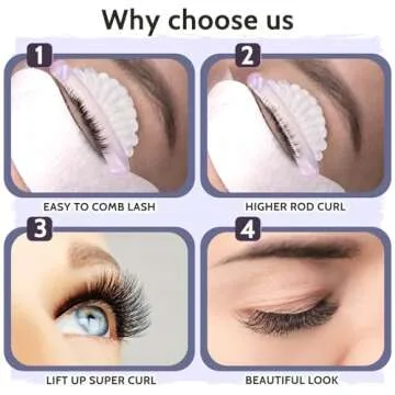 COMNICO 10 Pcs 5 Sizes Lash Lift Pads Self-Adhesive Super Soft Shell Pink Lash Perming Curler Shield Pads Reusable Professional Silicone Eyelash Curlers for All Eye Shapes Lash Lifting