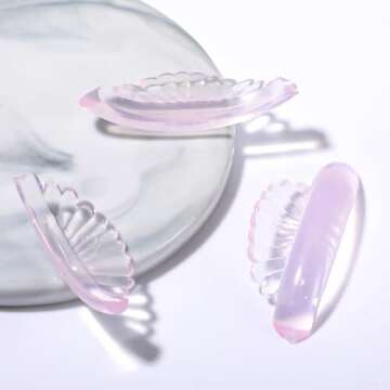 COMNICO 10 Pcs 5 Sizes Lash Lift Pads Self-Adhesive Super Soft Shell Pink Lash Perming Curler Shield Pads Reusable Professional Silicone Eyelash Curlers for All Eye Shapes Lash Lifting