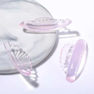 COMNICO 10 Pcs 5 Sizes Lash Lift Pads Self-Adhesive Super Soft Shell Pink Lash Perming Curler Shield Pads Reusable Professional Silicone Eyelash Curlers for All Eye Shapes Lash Lifting