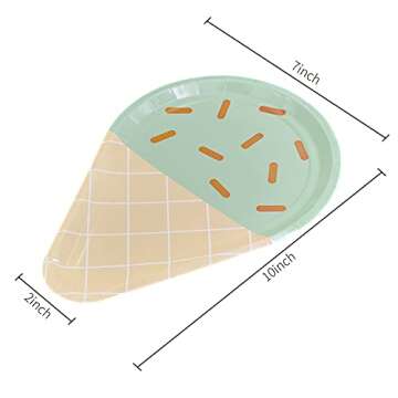 Patty Both 24 Pcs Ice Cream Party Plates,10'' Disposable Paper Plates for Summer Ice Cream Theme Bir...