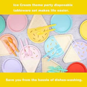 Patty Both 24 Pcs Ice Cream Party Plates,10'' Disposable Paper Plates for Summer Ice Cream Theme Birthday Baby Shower Wedding Family Activities Party Supply Decorations