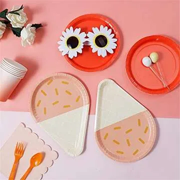Patty Both 24 Pcs Ice Cream Party Plates,10'' Disposable Paper Plates for Summer Ice Cream Theme Birthday Baby Shower Wedding Family Activities Party Supply Decorations