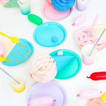 Patty Both 24 Pcs Ice Cream Party Plates,10'' Disposable Paper Plates for Summer Ice Cream Theme Birthday Baby Shower Wedding Family Activities Party Supply Decorations