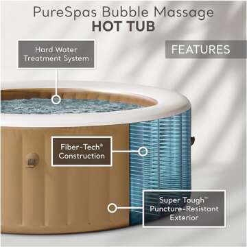 Intex PureSpa 6 Person Bubble Massage Inflatable Hot Tub Spa Set, Sahara Tan - Portable Outdoor Spa ...