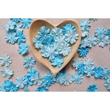 100 pcs Flat Paper Flowers for Crafts 25mm Mini Mulberry Paper Flowers for Crafts Scrapbooking Weddi...