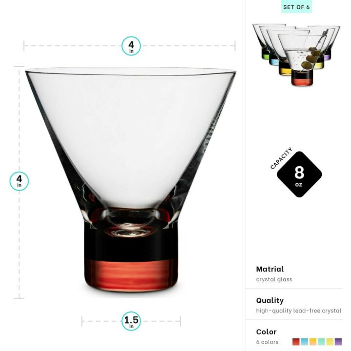 Stylish MITBAK Martini Glasses Set of 6 - 8 OZ