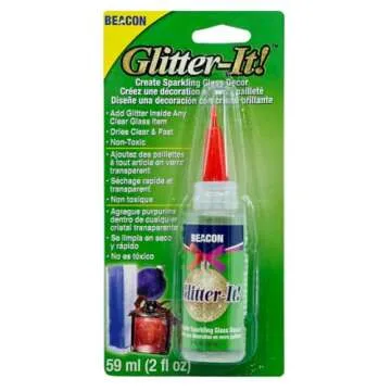 BEACON Glitter-It! Quick-Drying, Crystal Clear, Non-Toxic Glue for Sparkling Glass Decor & Ornament ...