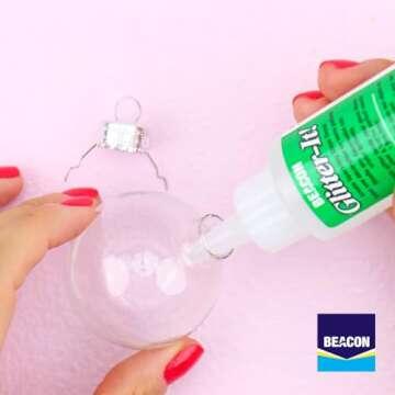 BEACON Glitter-It! Quick-Drying, Crystal Clear, Non-Toxic Glue for Sparkling Glass Decor & Ornament Crafting, 2-Ounce