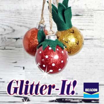 BEACON Glitter-It! Quick-Drying, Crystal Clear, Non-Toxic Glue for Sparkling Glass Decor & Ornament Crafting, 2-Ounce