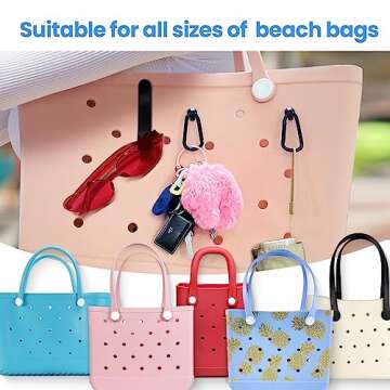 CULASIGN 6 Pcs Hooks Set Compatible for Bog Bags, Key Holder Compatible for Bog Bag Accessories, Insert Charm Carabiner Keychain for Beach Tote Bag