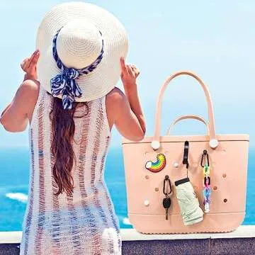 CULASIGN 6 Pcs Hooks Set Compatible for Bog Bags, Key Holder Compatible for Bog Bag Accessories, Insert Charm Carabiner Keychain for Beach Tote Bag