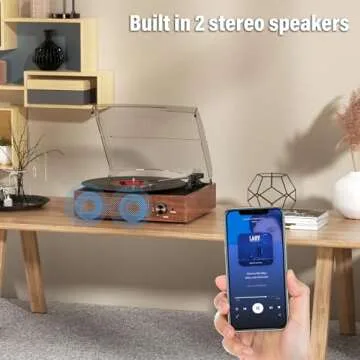 Vinyl Record Player Turntable with Built-in Bluetooth Receiver & 2 Stereo Speakers, 3 Speed 3 Size Portable Retro Record Player for Entertainment and Home Decoration(Orange)