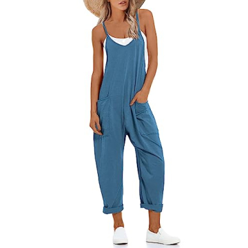 Lentta Women's Casual Jumpsuits - V Neck Sleeveless Harem Overalls
