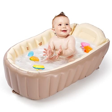 MINK Inflatable Bathtub for Toddlers - Portable Baby Tub with Built-in Air Pump - Collapsible Design...
